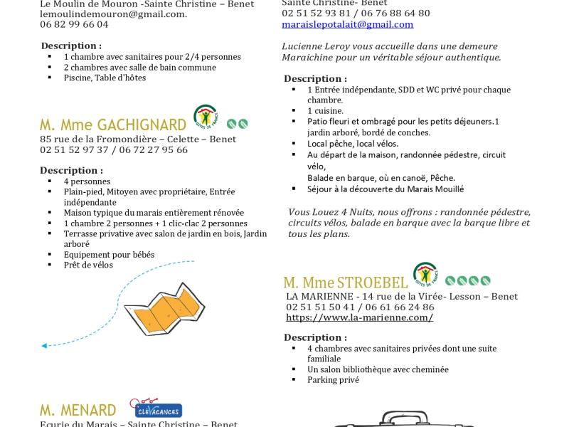 Liste des ébergements 